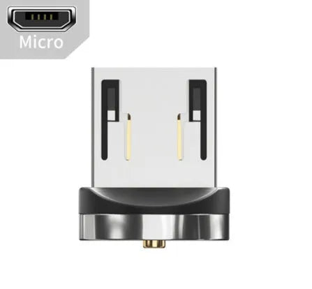 Essager black magnetic USB charging cable showing 360-degree rotating connector and blue LED light.