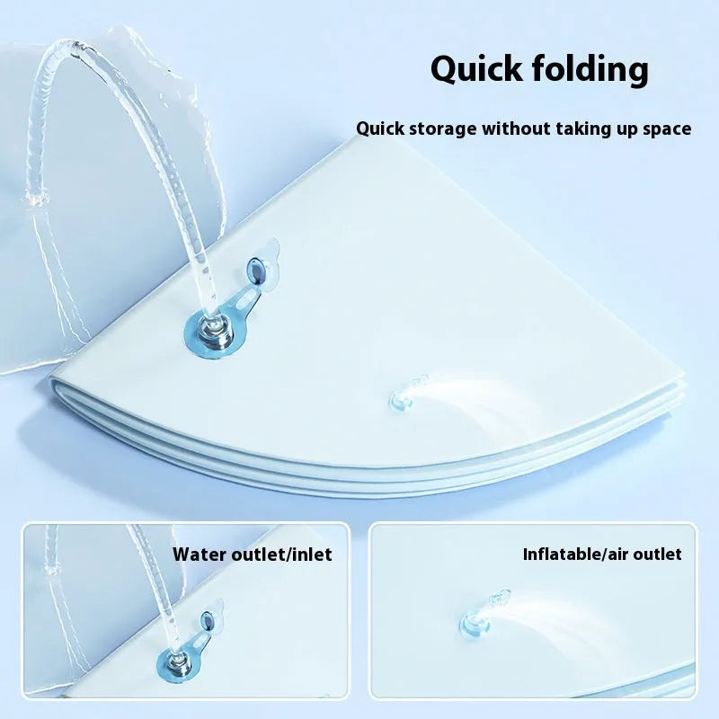 PVC inflatable pet cooling water cushion in dolphin design showing water injection valve
