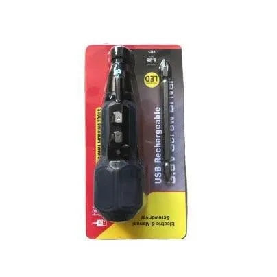 Alloy steel straight handle cordless electric screwdriver in black or blue with lithium battery