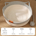 Woven cloth cat nest mat with cotton string stitching in grey colour showing textured surface