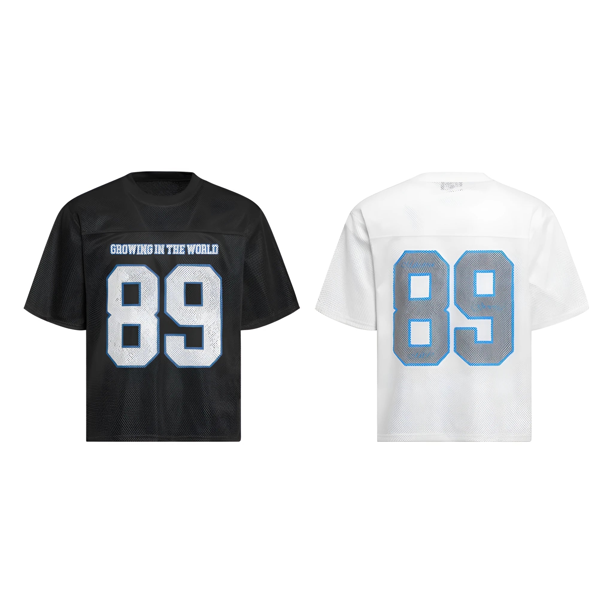 High Street loose-fitting casual T-shirt with alphanumeric printing in white or black colour options