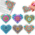 Set of six handmade PU leather bookmarks with crystal flowers and cornerite design