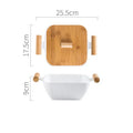 Porcelain ceramic bowl with irregular shape and matching lid in modern design