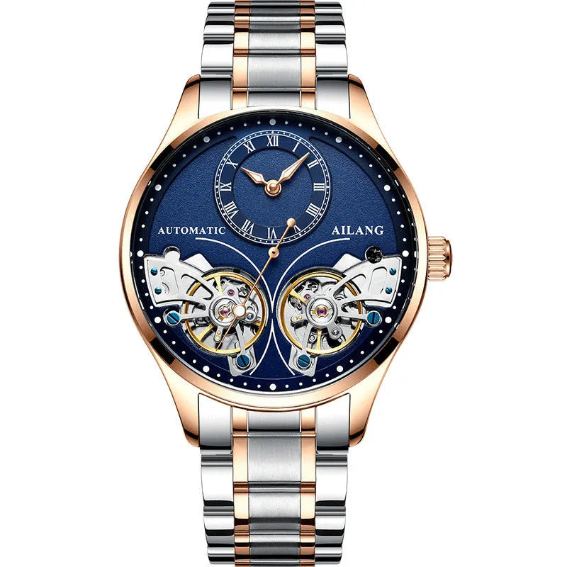 Titanium automatic watch with tourbillon and moon phase display on wrist