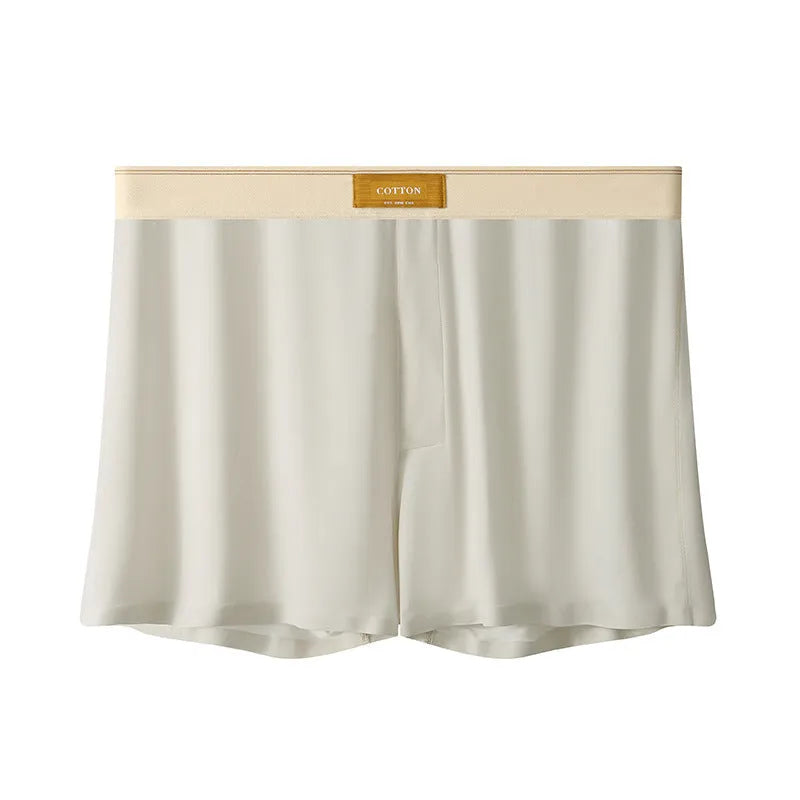 Pack of three pairs of men's solid colour ice silk underwear in loose fit.