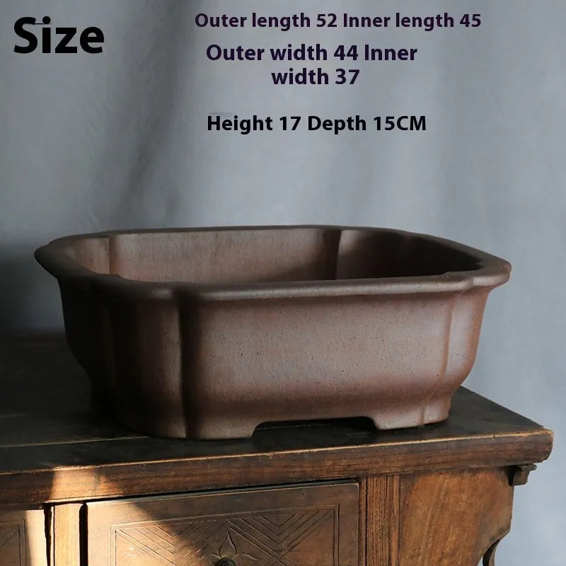 Purple sand rectangular bonsai flower pot with minimalist design