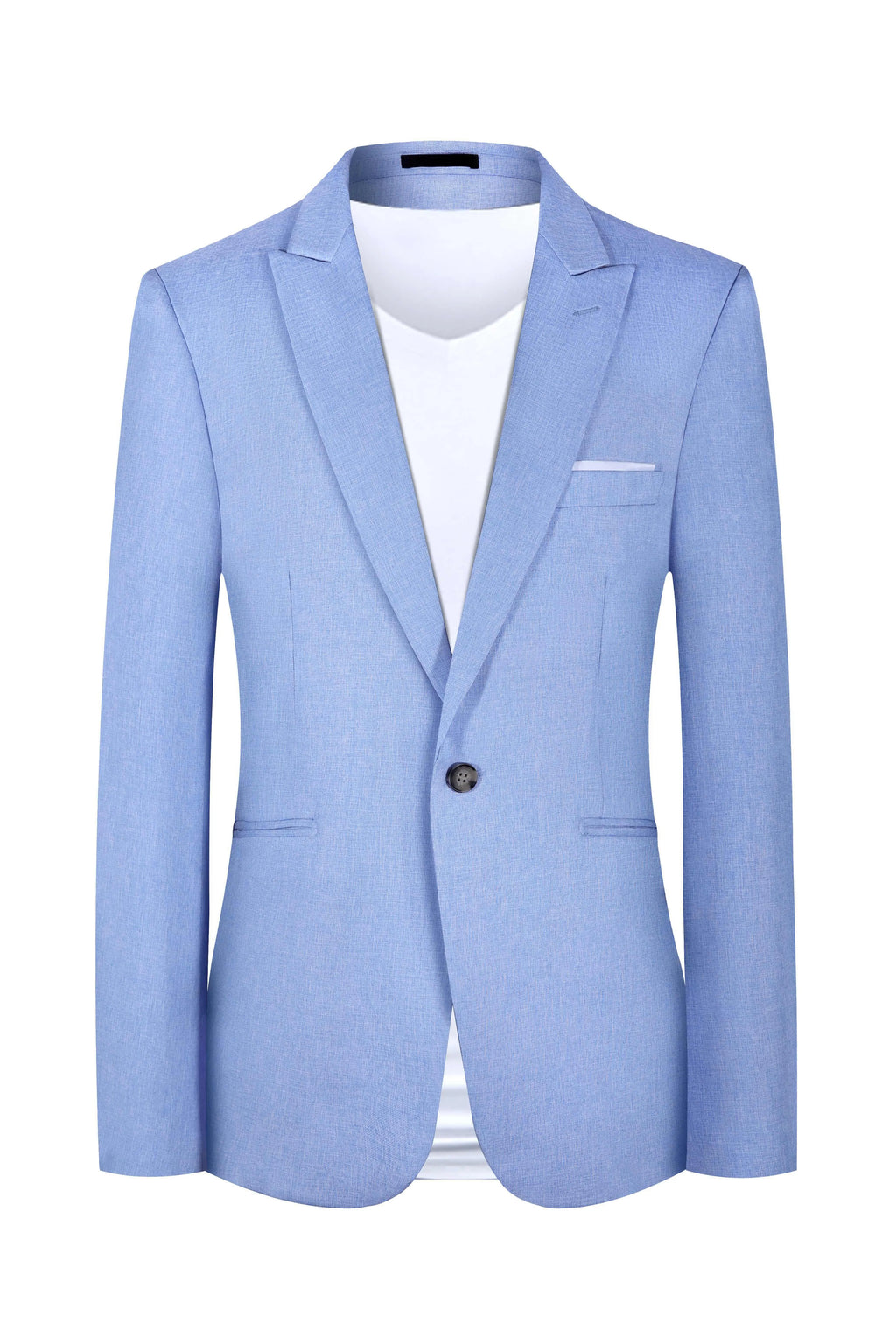 Men's Western style casual suit jacket in light blue and pink colours with city fashion design