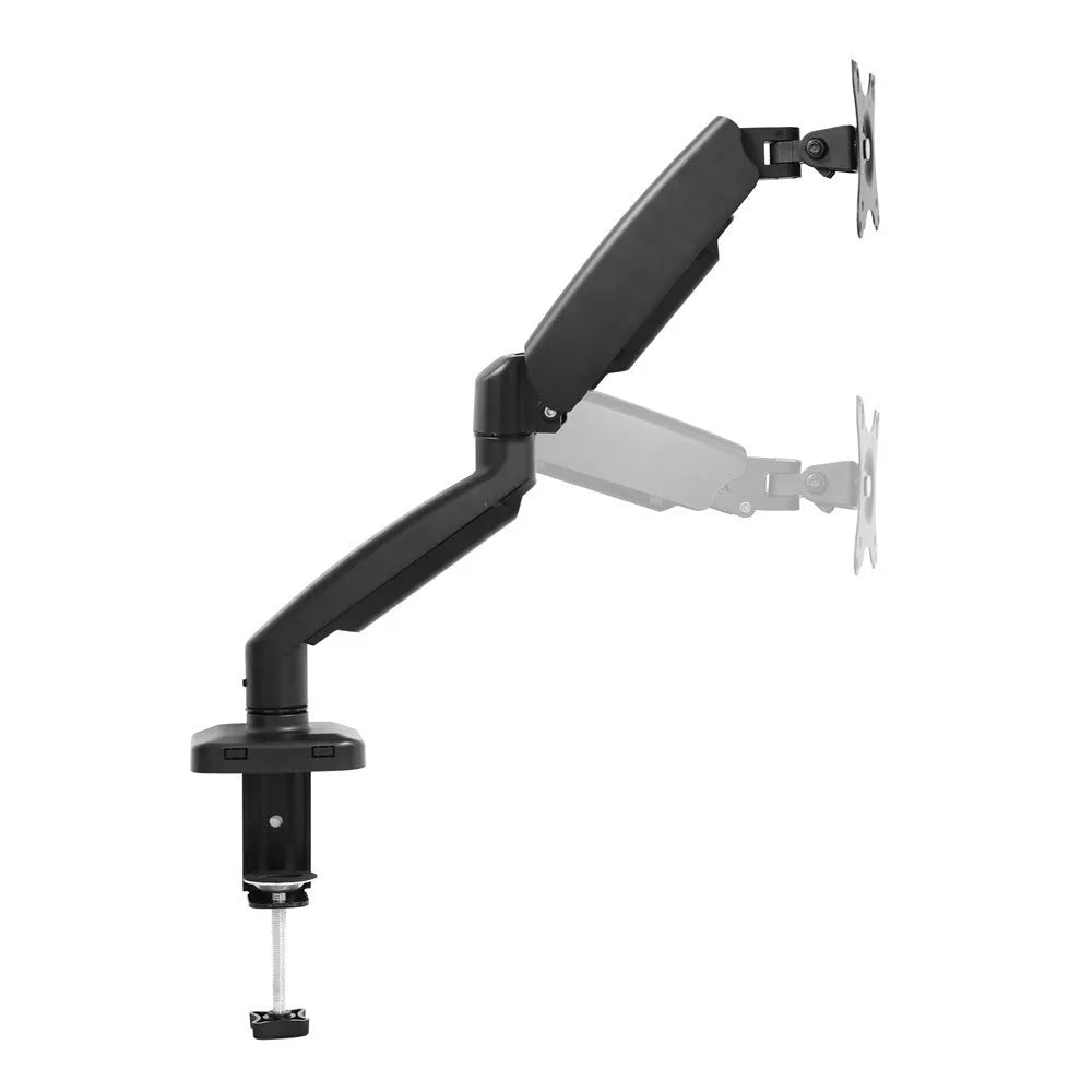 Black rotating telescopic LCD screen bracket on table with adjustable height and angle