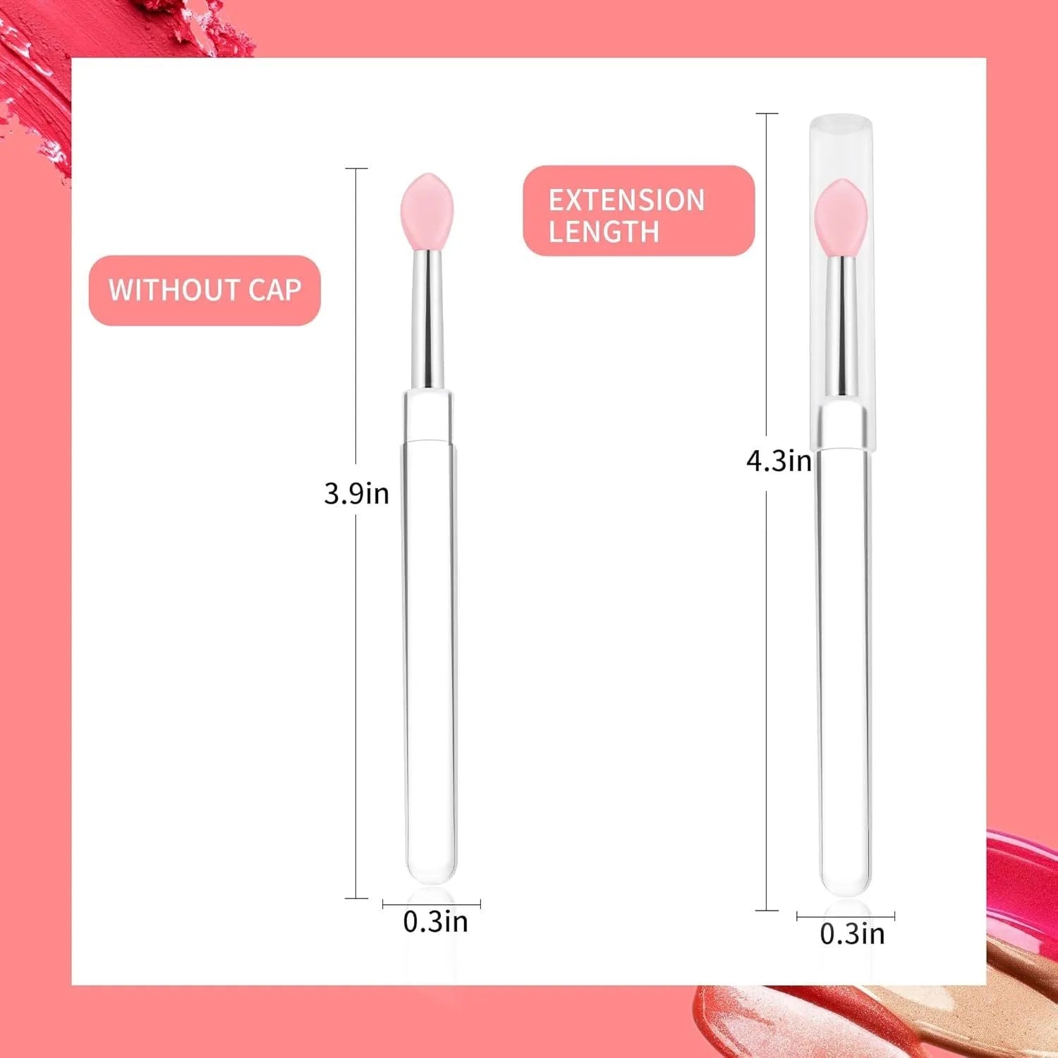 Silicone lip brush with protective cap for hygienic lip product application