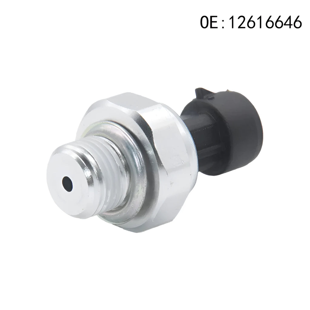 Silver metal fuel pressure sensor for GM vehicles, part numbers 12616646, 12677836, D1846A.