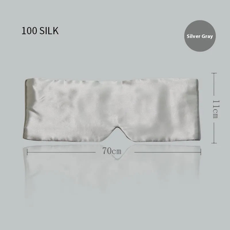 Mulberry silk sleep eye mask shown in multiple colours including black, champagne gold, and navy blue.