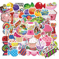 50 colourful Candy graffiti stickers with cartoon designs measuring 4-6cm