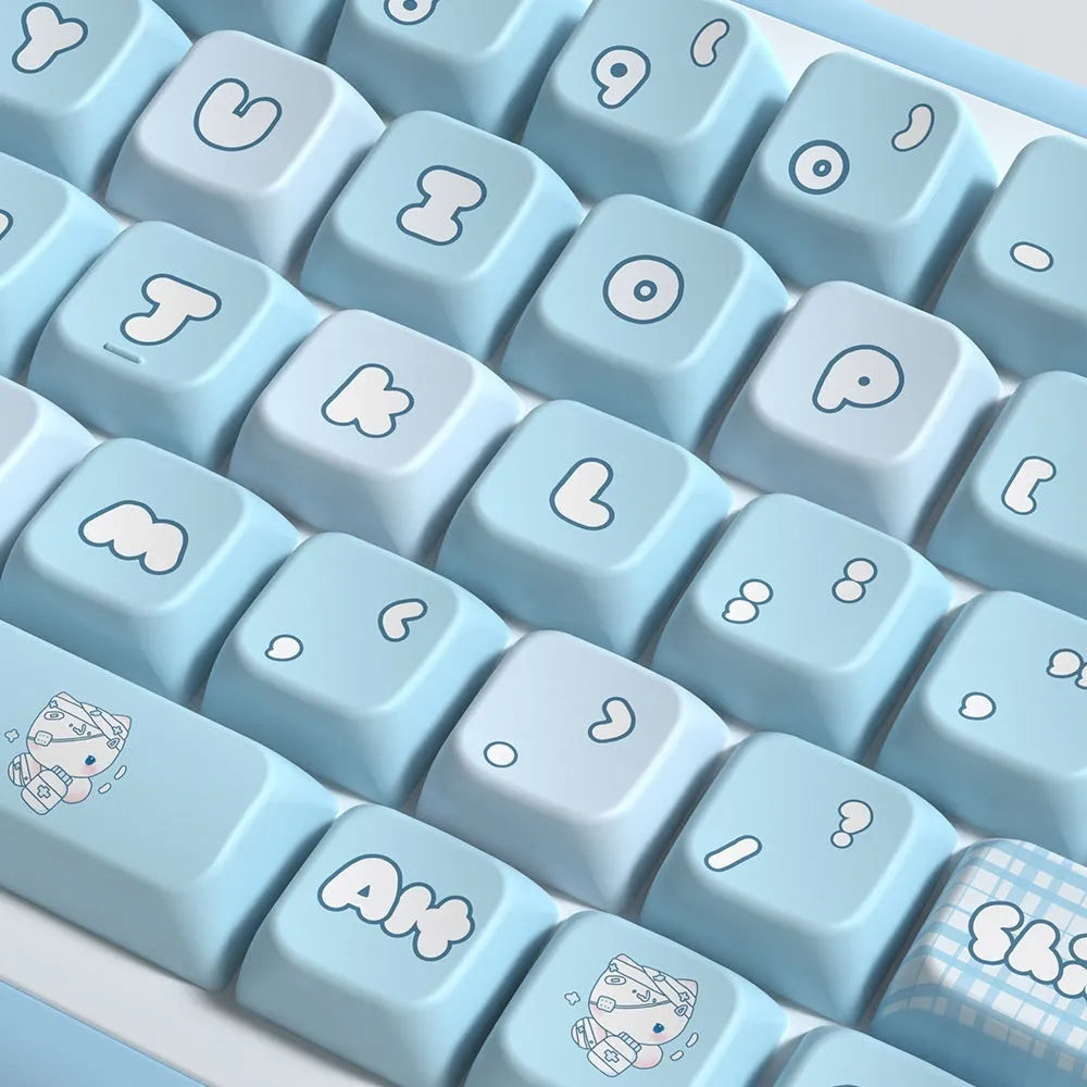 Watercolour kitten design custom keycap set for mechanical keyboards in PTB material