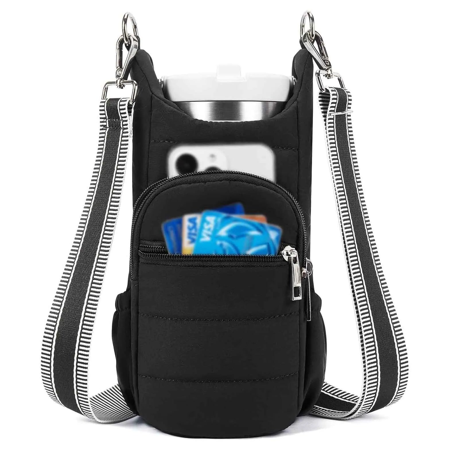 Cycling water bottle bag in cloth construction with modern design for bicycle placement
