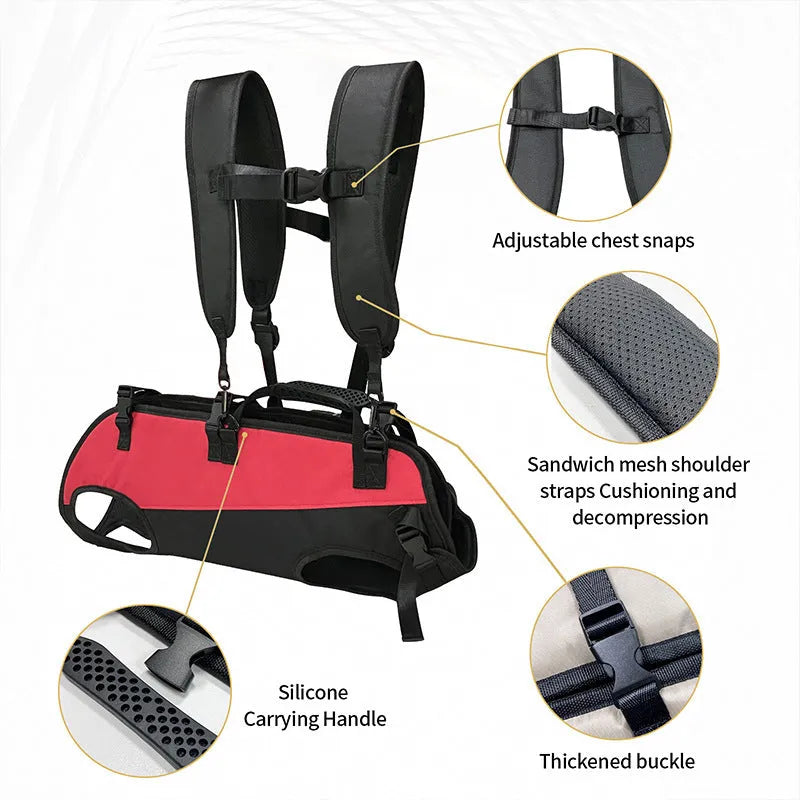Multifunctional pet backpack that converts to stretcher in Oxford cloth with size options