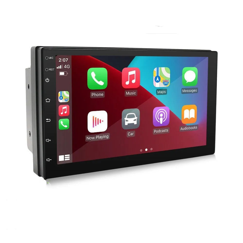 Black universal CarPlay navigation MP5 player with 7-inch screen showing GPS interface
