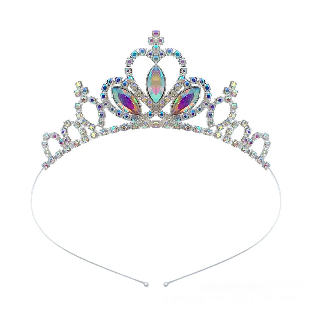 Girl's alloy princess crown with electroplated finish and crystal diamond decorations