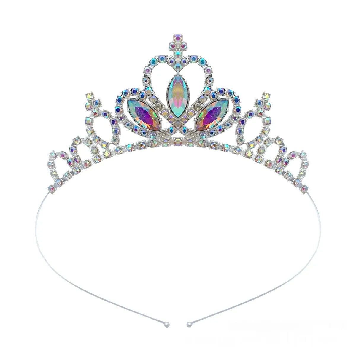 Girl's alloy princess crown with electroplated finish and crystal diamond decorations