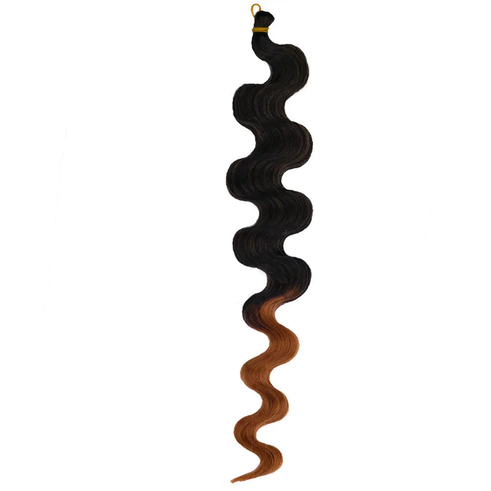 24-inch wine red big wave synthetic wig with braided texture on display