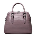 Genuine leather handbag in wine red with double shoulder straps and soft handle