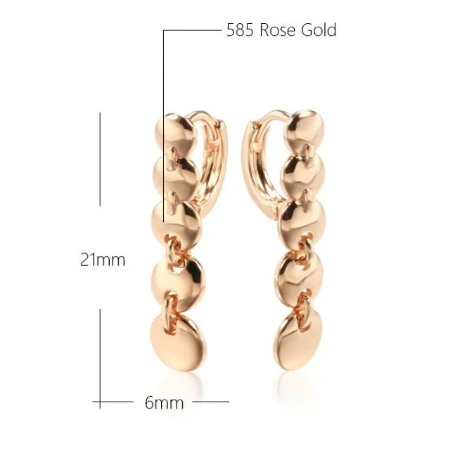 Retro gold woven long circle hoop earrings with 5cm diameter on copper base
