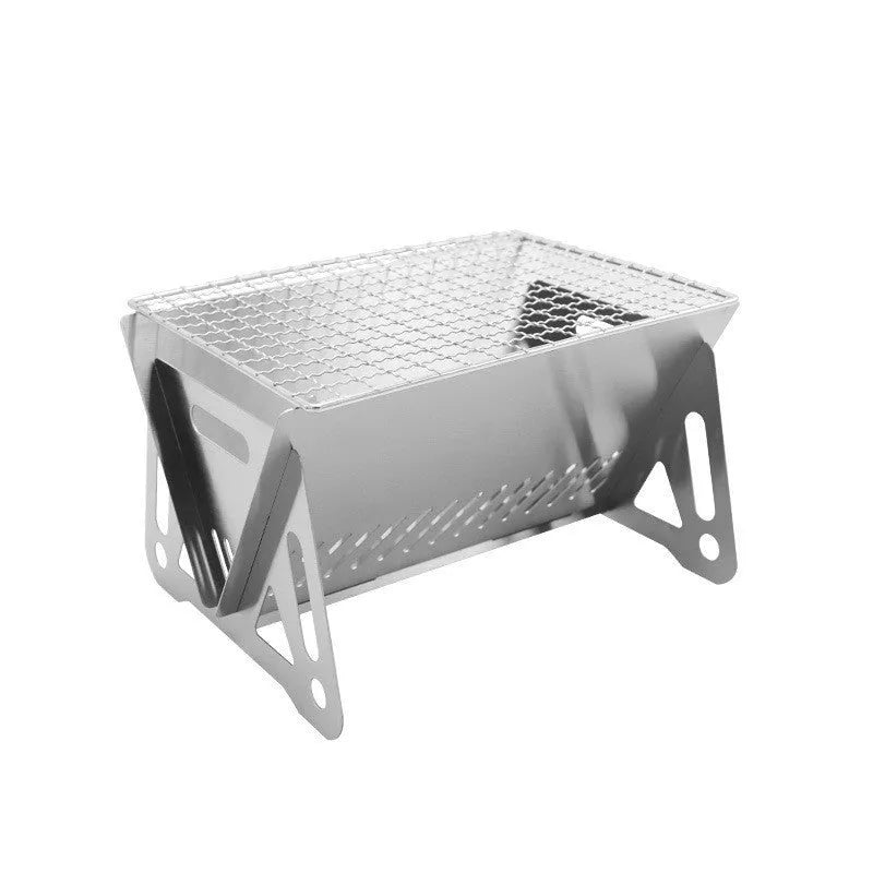 Folding stainless steel barbecue oven with grill plate and storage bag for outdoor use