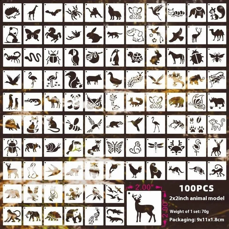 Milky white PET film spray painting templates showing flower, animal, letter, and pattern designs