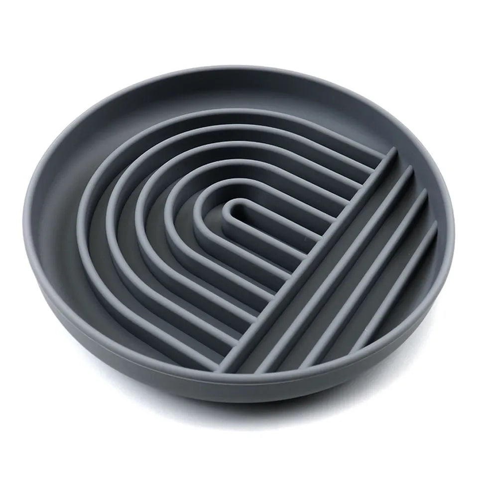 Slowdown Bowl silicone dog slow feeder with ridges, shown in beige colour.