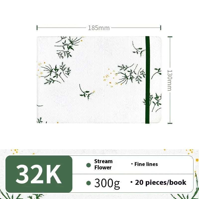 Feiluniao handmade fabric watercolour sketchbook with colourful themed cover, 185mm long.
