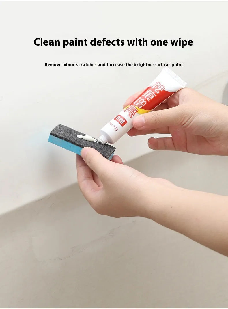 Car repair wax kit containing scratch removal A wax, brightening B wax, and frosted sponge applicator for automotive paint