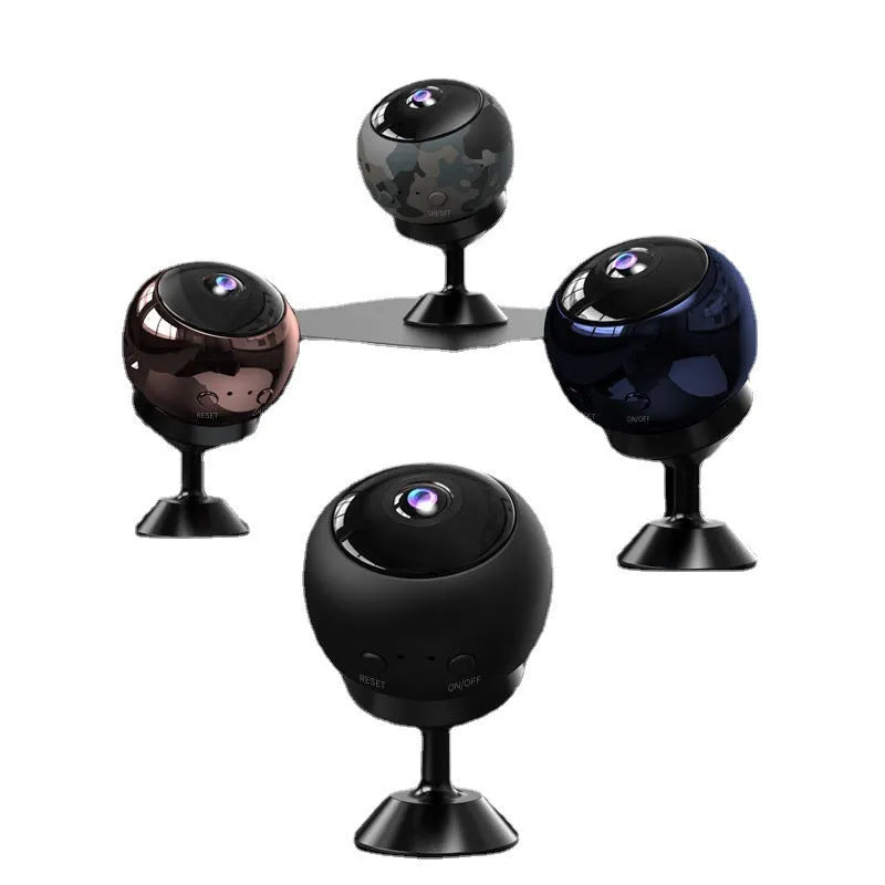 White indoor wireless WiFi security camera with 1080p lens on a plain background.