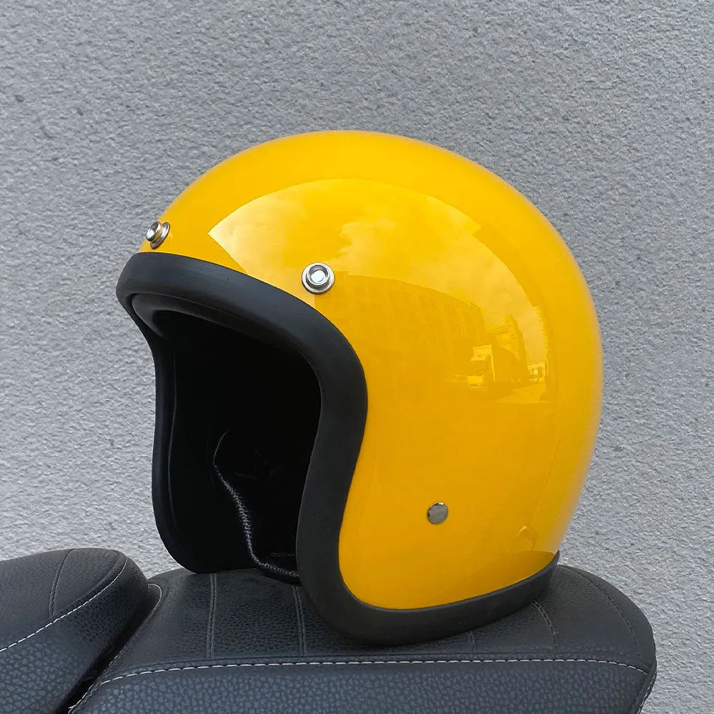 FRP retro-style half motorcycle helmet shown in a cement grey colour variant.
