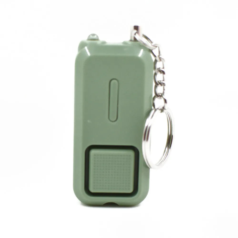 ZQ-202 personal safety alarm in pink, black, white, yellow, and green colours next to LR44 batteries.