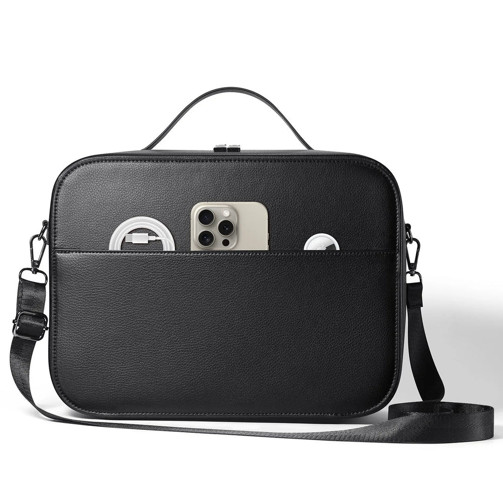 Vision Pro MR glasses superfiber storage box in black colour showing interior compartment