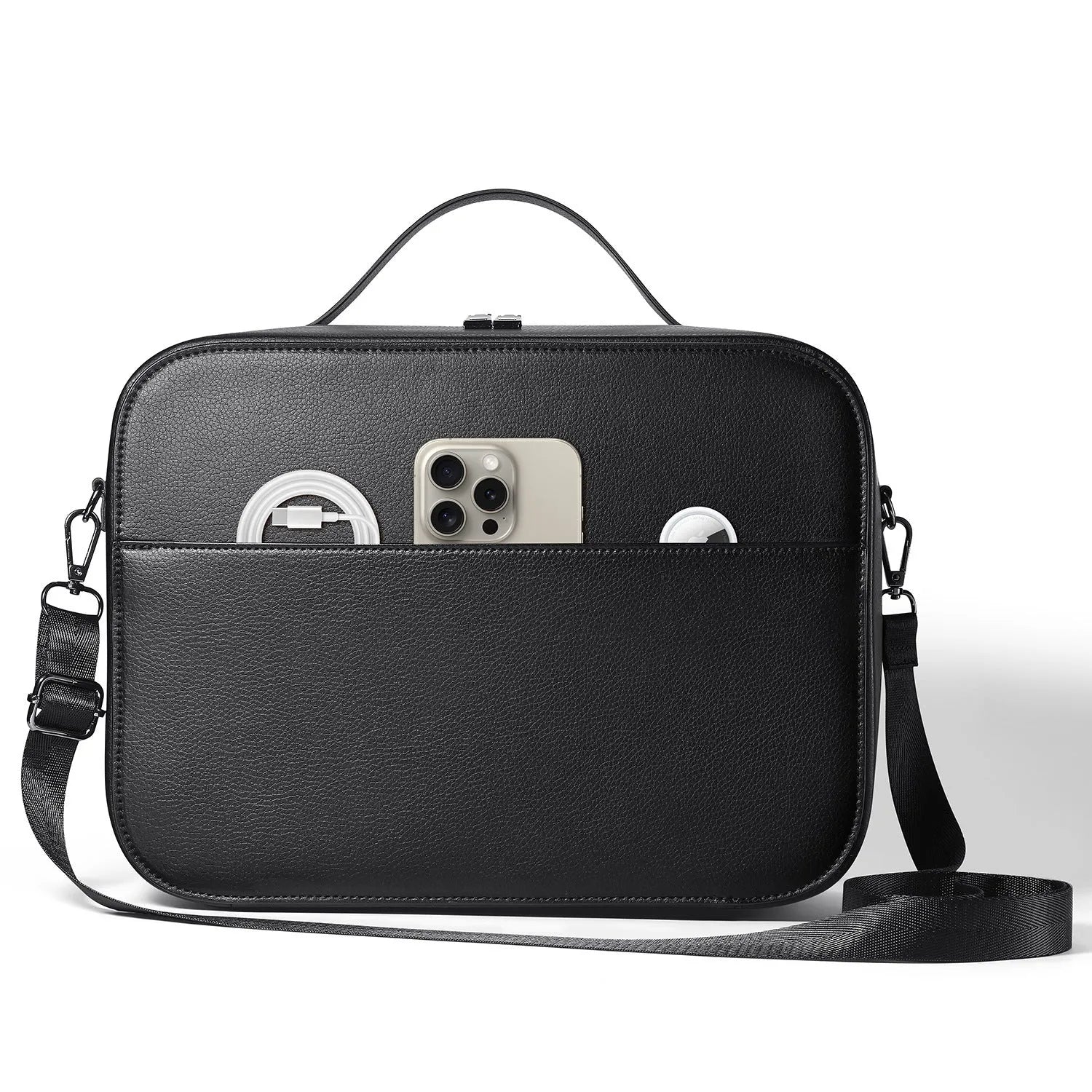 Vision Pro MR glasses superfiber storage box in black colour showing interior compartment
