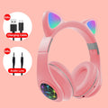 Cat ear styled wireless Bluetooth sports headset in various colours on display