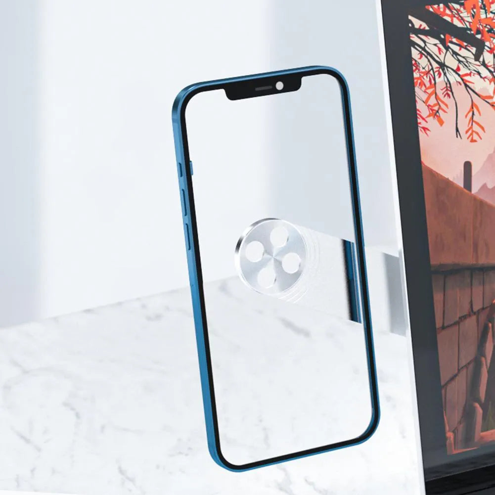 Black aluminum laptop phone holder with magnetic mount attached to computer monitor