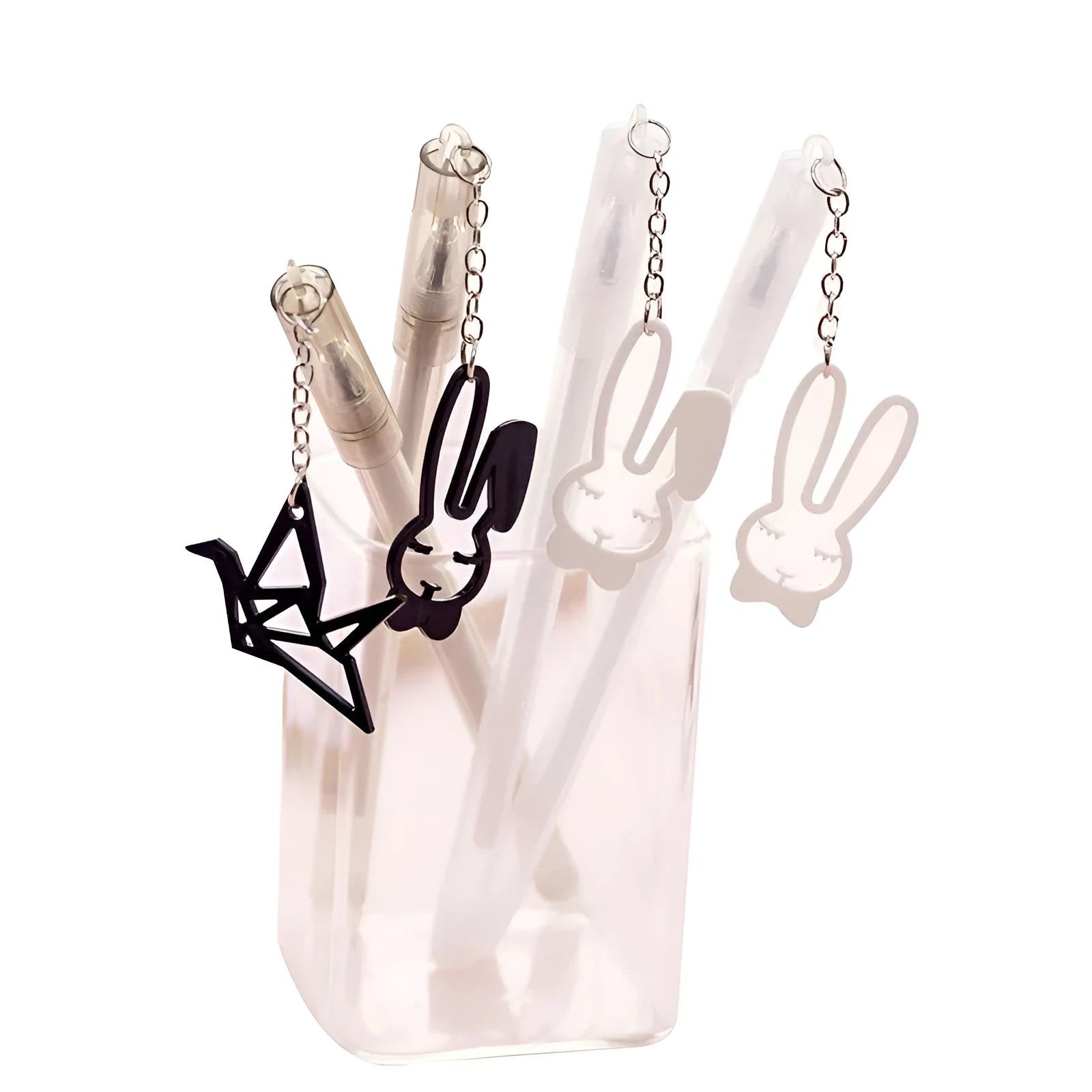 0.38mm gel pen with paper crane or rabbit pendant decoration, 17cm plastic construction