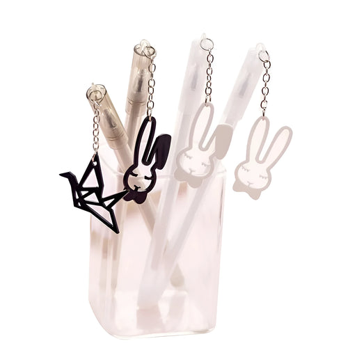 0.38mm gel pen with paper crane or rabbit pendant decoration, 17cm plastic construction