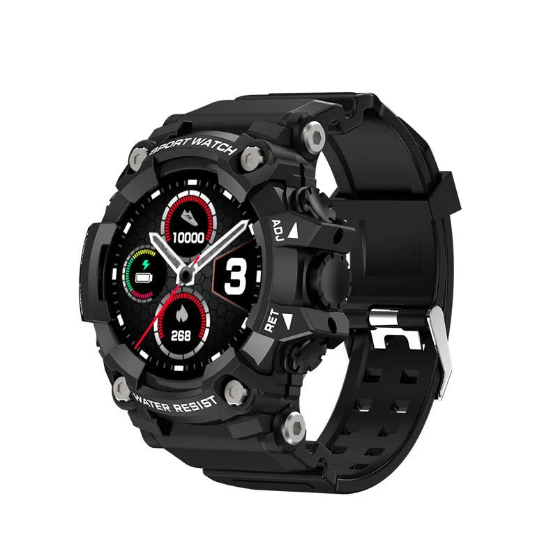 Black or Green T6 Tactical Rugged Smart Watch with 1.3-inch screen on wrist