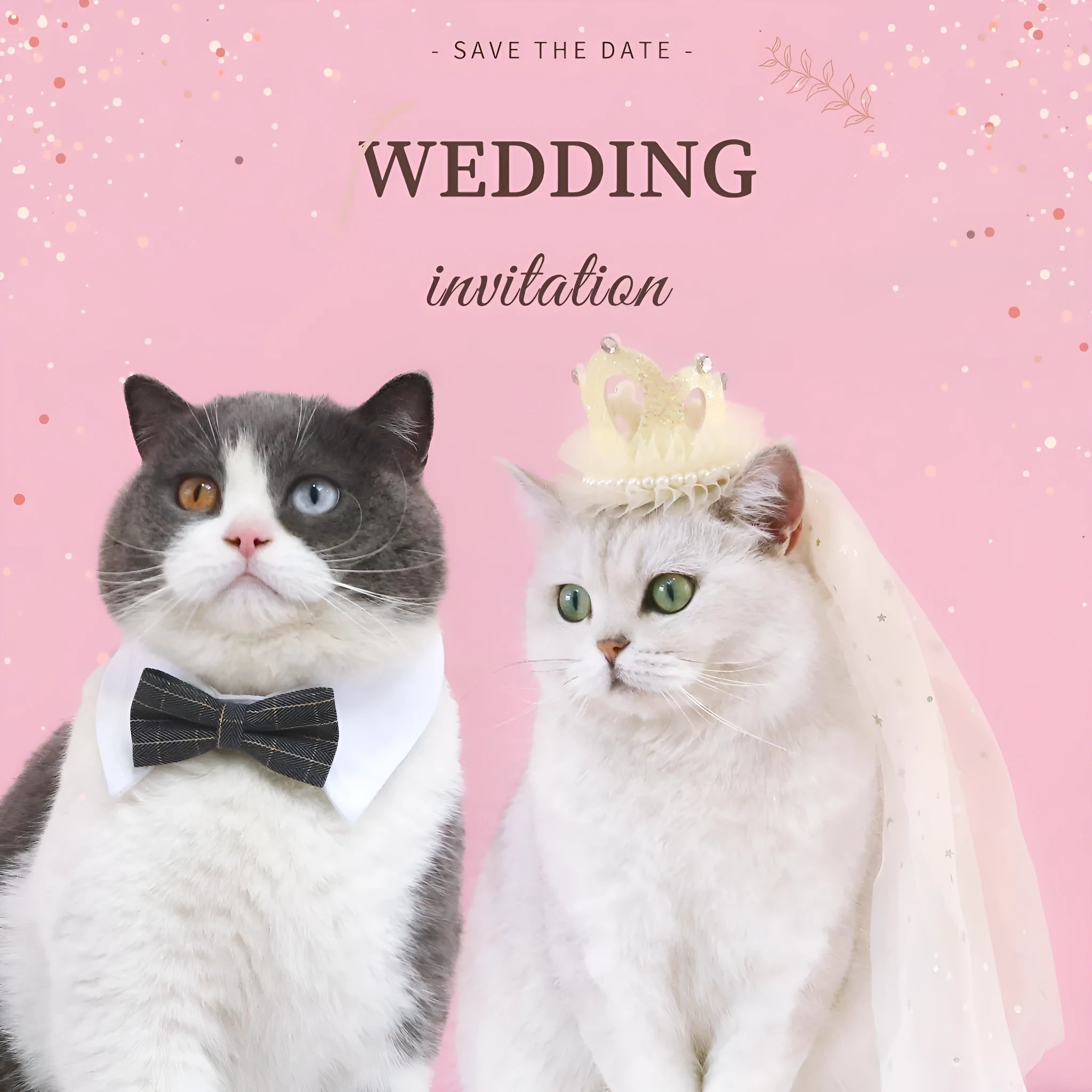 Pet cat wearing princess crown headdress with cotton polyester veil in beige colour