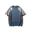Men's patchwork contrast colour t-shirt with raglan sleeves in loose fit design