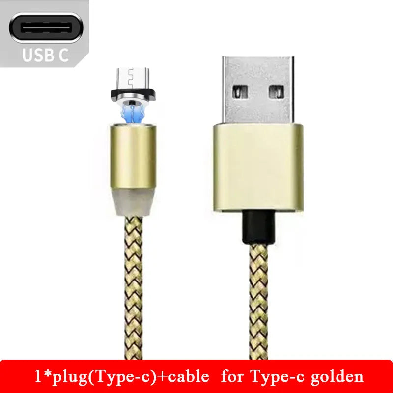 YBD magnetic LED charging cable with cotton braiding and aluminium connector for Apple iPhone