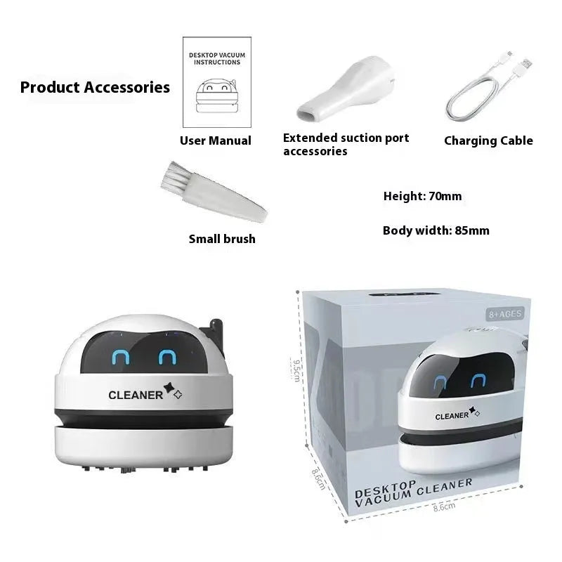 USB desktop vacuum cleaner in blue rocket design for keyboard and desk cleaning
