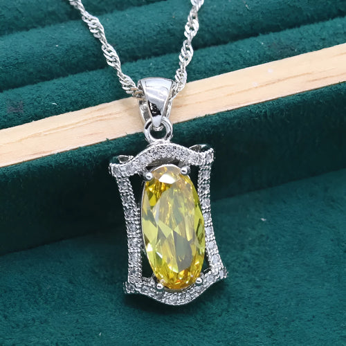 Anti-allergy zircon jewellery set showing matching necklace, earrings, ring and bracelet with snake chain detail
