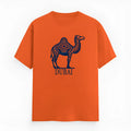 Orange cotton round neck t-shirt with short sleeves and straight cut design
