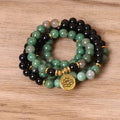 Green and black alloy elastic beaded bracelet with natural style design