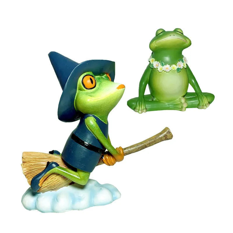 Magic Yoga Frog decoration in RDW123 colour, a European-style plastic and resin micro landscape ornament.