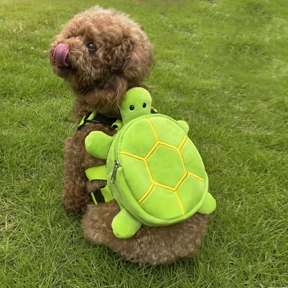 Cartoon turtle shape dog backpack with harness vest in four colour options