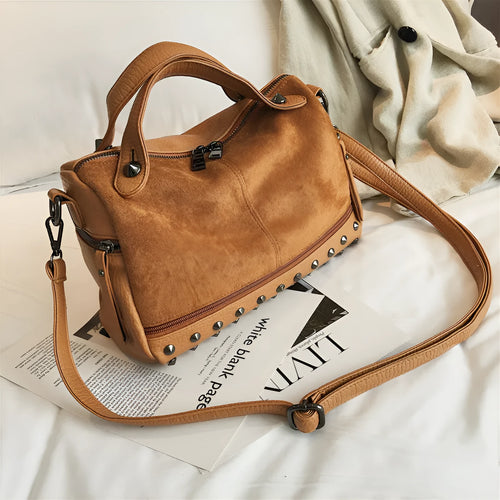 Soft PU women's casual tote shoulder bag in black, brown, or grey with a zip closure.